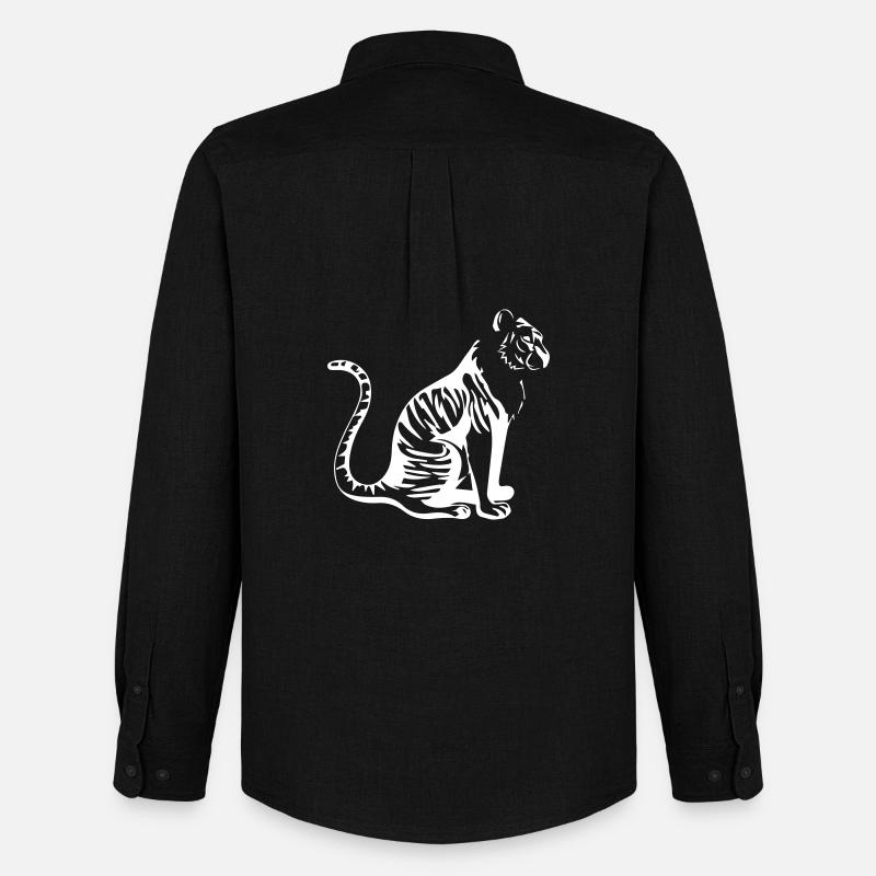 Eleganter Tiger Silhouette Design - Männer Oxford Hemd von Stanley/Stella - Schwarz