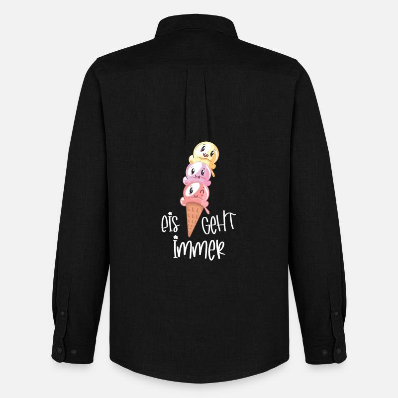 Eiscreme Lover Kawaii "Eis geht immer" - Männer Oxford Hemd von Stanley/Stella - Schwarz