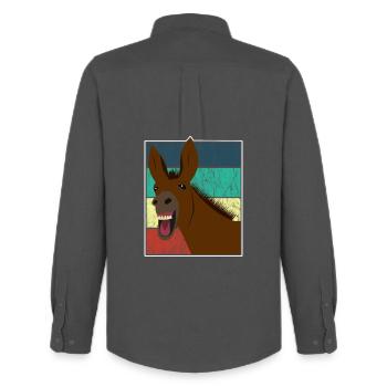 Mule Mule Donkey Horse Vintage Cadeau - Chemise Oxford homme Stanley/Stella - charbon - Dos - AI Model Male 185 dark (185cm)