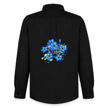 bright blue forget-me-not graffiti - Men's Oxford Shirt by Stanley/Stella - black - Back - AI Model Male 185 dark (185cm)