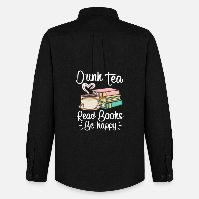 Buch Tee Bücher und Tee - Männer Oxford Hemd von Stanley/Stella - Schwarz
