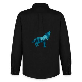 Climate Change Environmental Protection Wolf - Men's Oxford Shirt by Stanley/Stella - black - Back - AI Model Male 185 dark (185cm)