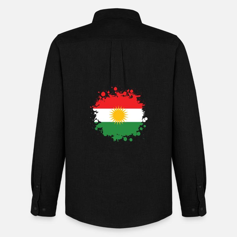 Kurdistan Splash Flaggen Design - Männer Oxford Hemd von Stanley/Stella - Schwarz