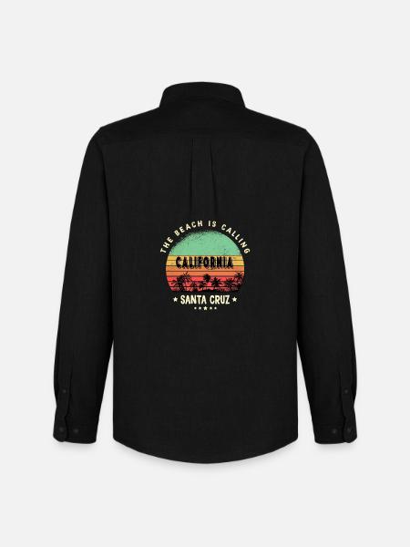 Santa Cruz California Beach Design - Men's Oxford Shirt by Stanley/Stella - black