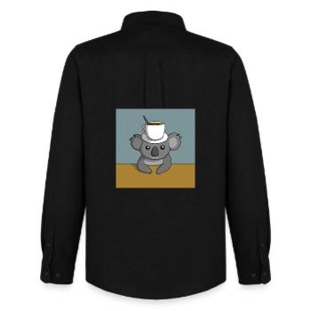 Koala Coffee Break - Men's Oxford Shirt by Stanley/Stella - black - Back - AI Model Male 185 dark (185cm)