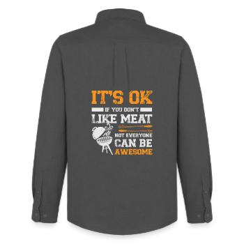 BBQ Grill Anti Vegetarian Carnivore - Men's Oxford Shirt by Stanley/Stella - anthracite - Back - AI Model Male 185 dark (185cm)