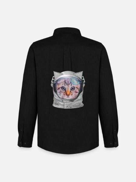 Chat dans l’espace - Chemise Oxford homme Stanley/Stella - noir