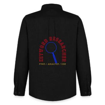 Keyword Research Magnifying Glass Logo - Men's Oxford Shirt by Stanley/Stella - black - Back - AI Model Male 185 dark (185cm)
