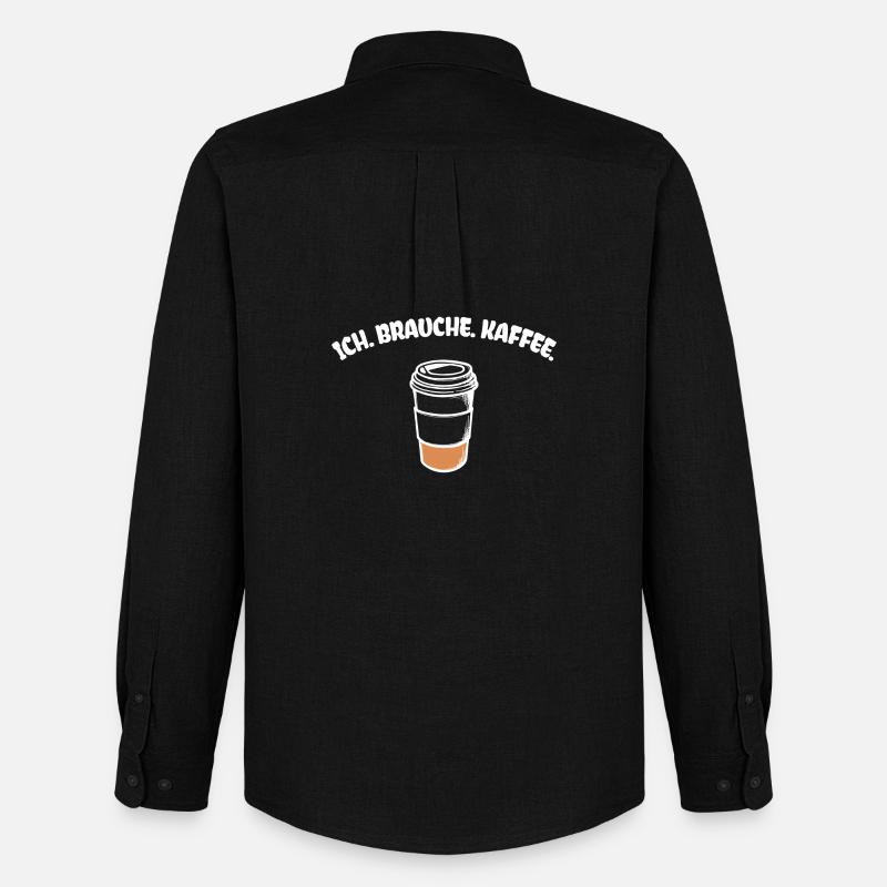 Kaffee Statement Kaffeetrinker Kaffeeliebhaber - Männer Oxford Hemd von Stanley/Stella - Schwarz