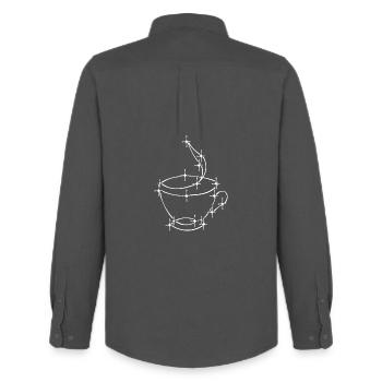 Caffeine Coffee Cup Coffee Lovers Coffee Drinkers - Men's Oxford Shirt by Stanley/Stella - anthracite - Back - AI Model Male 185 dark (185cm)