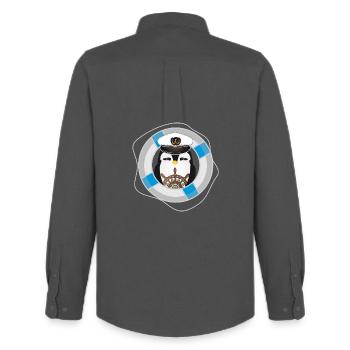 cute penguin as captain in navy look - Men's Oxford Shirt by Stanley/Stella - anthracite - Back - AI Model Male 185 dark (185cm)