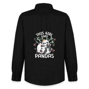 This girl loves pandas - Men's Oxford Shirt by Stanley/Stella - black - Back - AI Model Male 185 dark (185cm)
