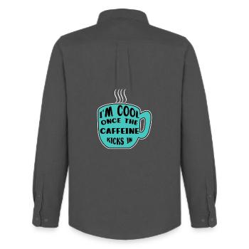 Caffeine Coffee Drinker Coffee Cup Coffee Statement - Men's Oxford Shirt by Stanley/Stella - anthracite - Back - AI Model Male 185 dark (185cm)