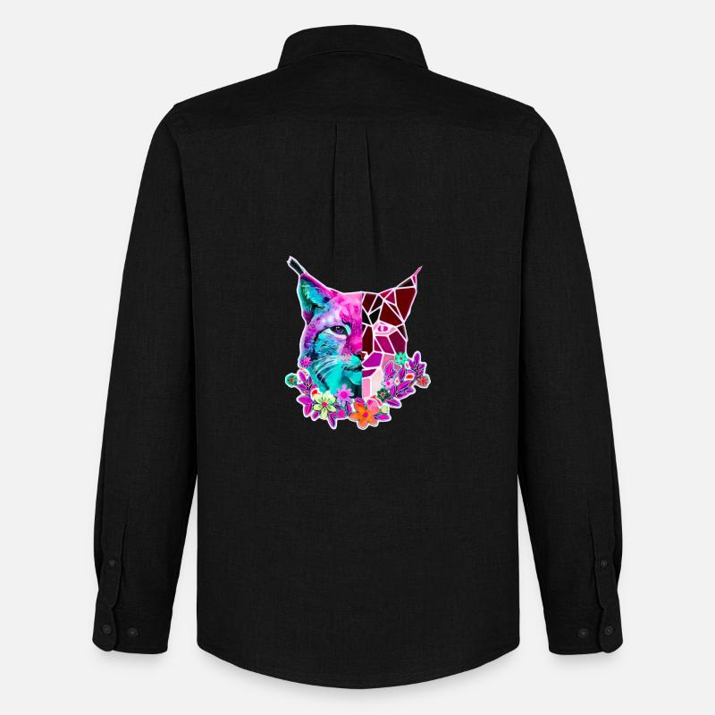 Luchs Katze Sommer Farben - Männer Oxford Hemd von Stanley/Stella - Schwarz