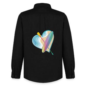 Stand up paddling with a lot of heart on the beach - Men's Oxford Shirt by Stanley/Stella - black - Back - AI Model Male 185 dark (185cm)