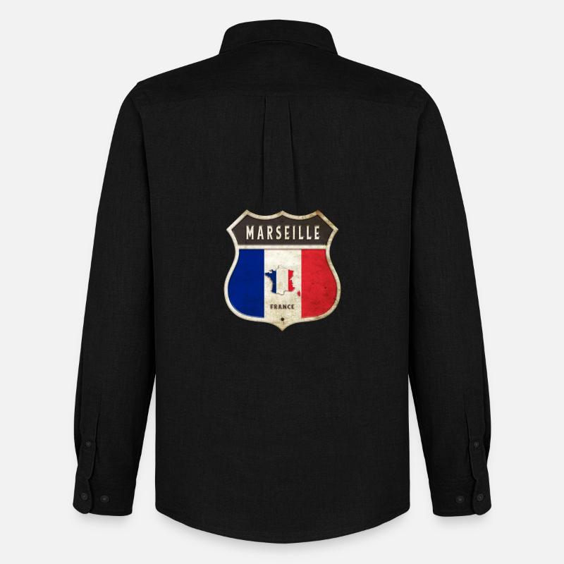 Marseille Frankreich Wappen Flaggen Design - Männer Oxford Hemd von Stanley/Stella - Schwarz