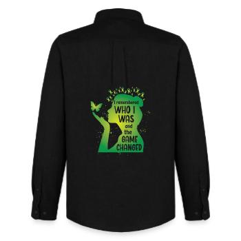 Elle se souvenait de qui elle était - Chemise Oxford homme Stanley/Stella - noir - Dos - AI Model Male 185 dark (185cm)