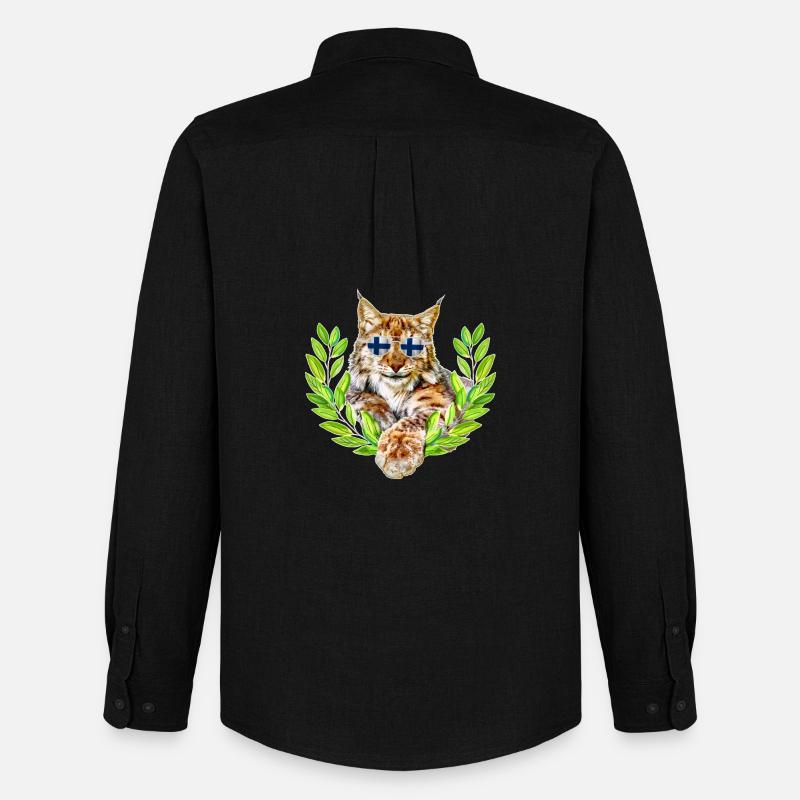 Finnland Luchs lächelnd cool - Männer Oxford Hemd von Stanley/Stella - Schwarz