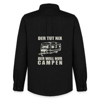 Der Tut Nix Der Will Nur Campen - Männer Oxford Hemd von Stanley/Stella - Schwarz - Hinten - AI Model Male 185 dark (185cm)