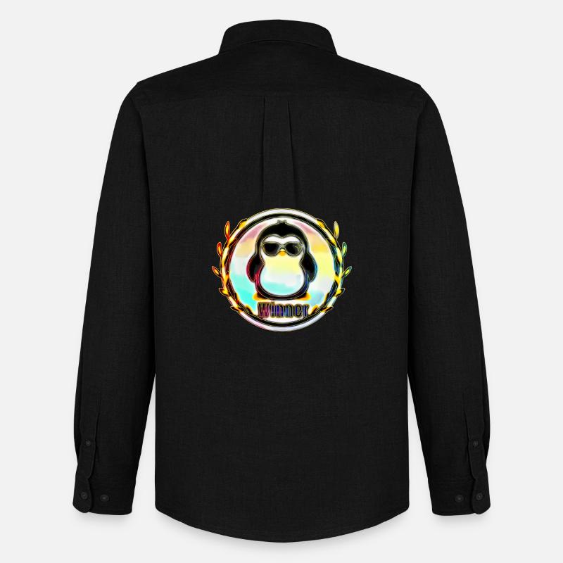 Sieger Pinguin Abzeichen - Männer Oxford Hemd von Stanley/Stella - Schwarz