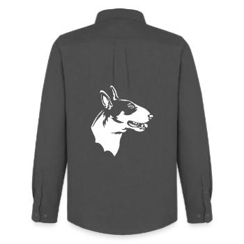 Bull Terrier Head "Black Edition" - Men's Oxford Shirt by Stanley/Stella - anthracite - Back - AI Model Male 185 dark (185cm)