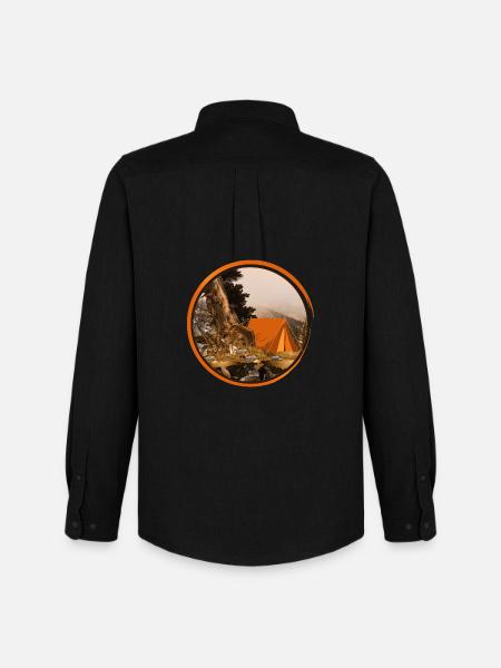 nostalgic tent - camping in nature - Men's Oxford Shirt by Stanley/Stella - black