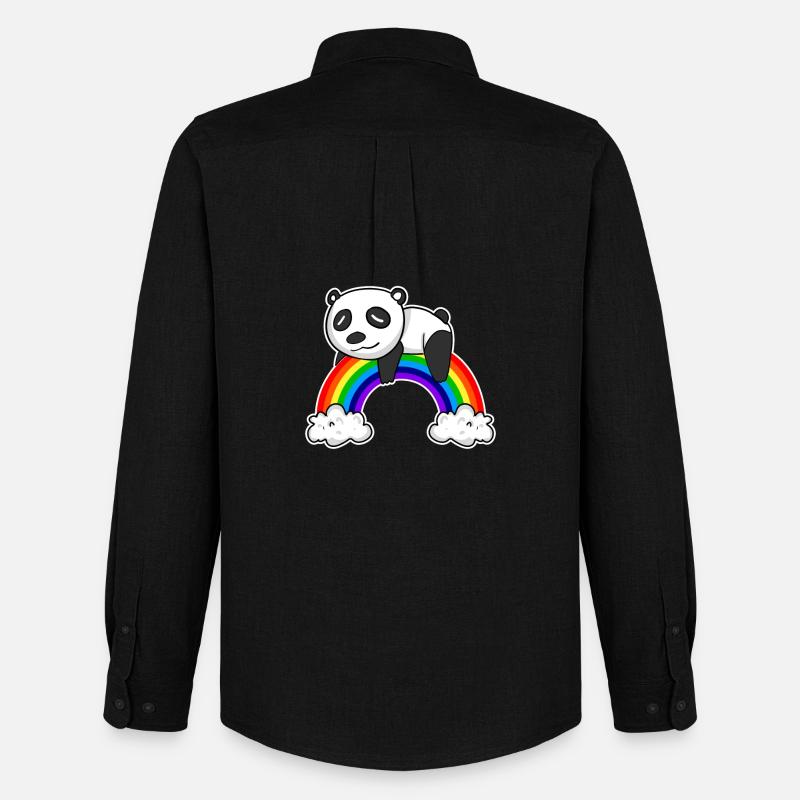 Regenbogen Panda - Männer Oxford Hemd von Stanley/Stella - Schwarz