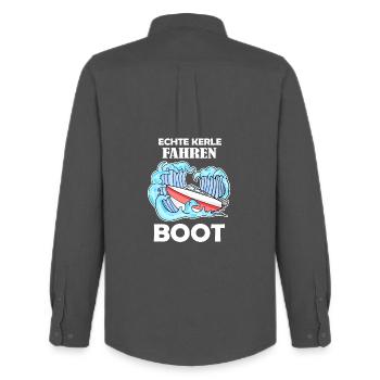 Boote Motorboot Kapitän Boot Seefahrt Geschenk - Männer Oxford Hemd von Stanley/Stella - Anthrazit - Hinten - AI Model Male 185 dark (185cm)