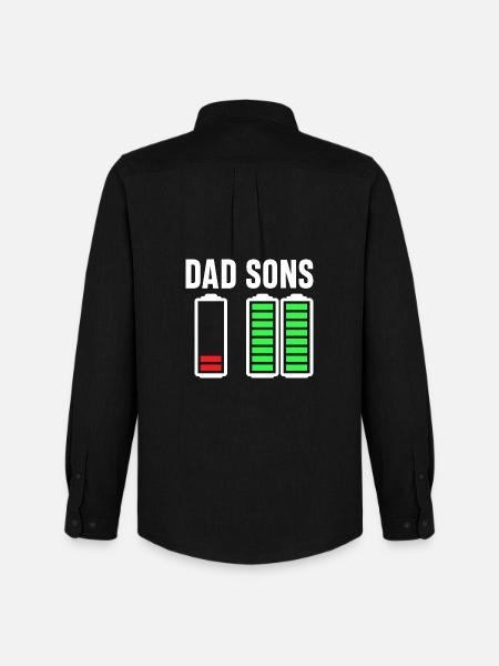 Dad Sons Battery Bar Graphic - Men's Oxford Shirt by Stanley/Stella - black