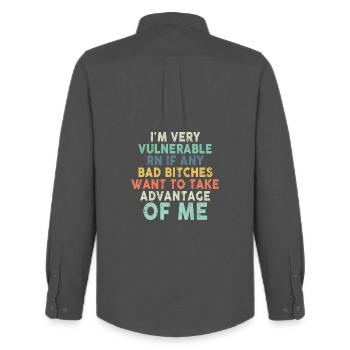 I'm Very Vulnerable RN - Men's Oxford Shirt by Stanley/Stella - anthracite - Back - AI Model Male 185 dark (185cm)