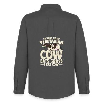 second hand vegetarian cow eats grass i eat cow - Männer Oxford Hemd von Stanley/Stella - Anthrazit - Hinten - AI Model Male 185 dark (185cm)