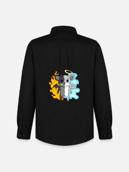 Dog Terrier - Angel and Devil - Men's Oxford Shirt by Stanley/Stella - black