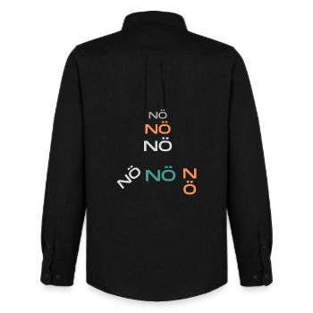 NÖ nö nö - Männer Oxford Hemd von Stanley/Stella - Schwarz - Hinten - AI Model Male 185 dark (185cm)