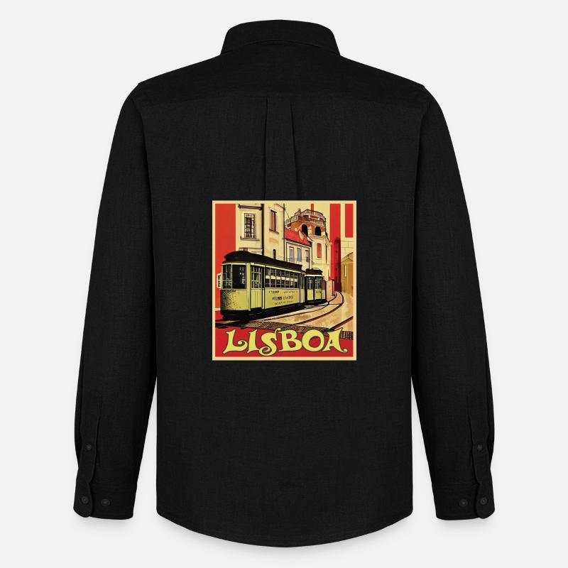 Tramway de Lisbonne - Chemise Oxford homme Stanley/Stella - noir