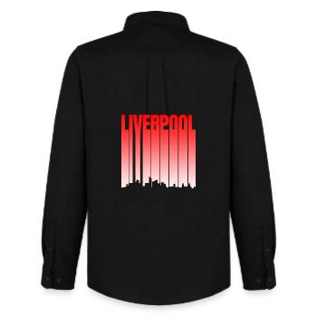 Liverpool Skyline Farbverlauf - Männer Oxford Hemd von Stanley/Stella - Schwarz - Hinten - AI Model Male 185 dark (185cm)