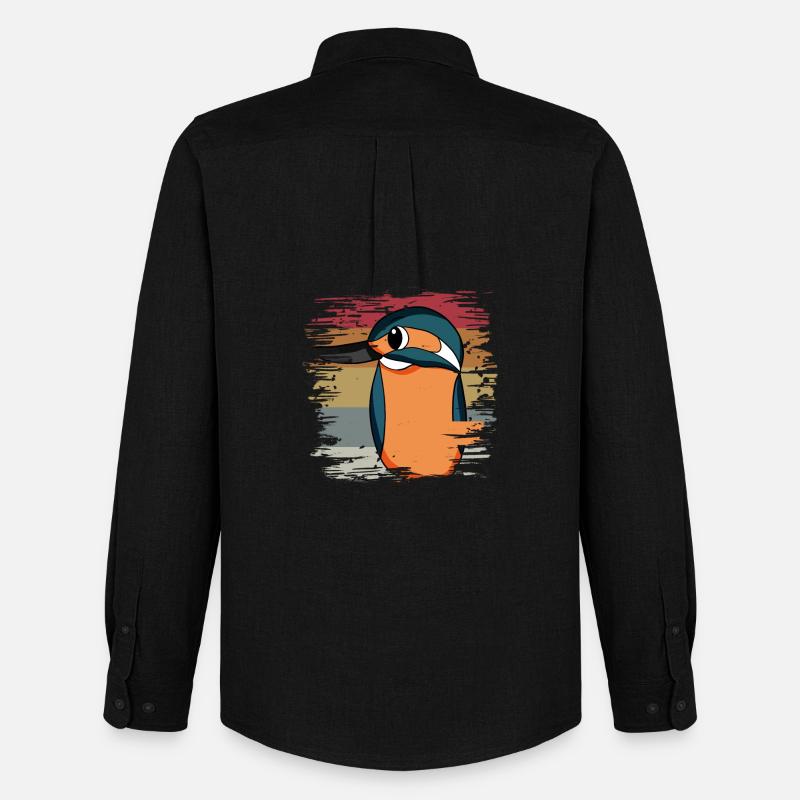 Eisvogel Blauer Vogel Retro - Männer Oxford Hemd von Stanley/Stella - Schwarz