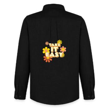 Take it Easy - Men's Oxford Shirt by Stanley/Stella - black - Back - AI Model Male 185 dark (185cm)