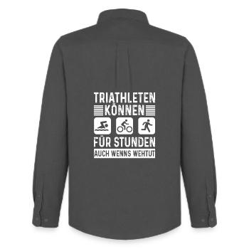 Triathleten können Für Stunden Triathlon - Männer Oxford Hemd von Stanley/Stella - Anthrazit - Hinten - AI Model Male 185 dark (185cm)
