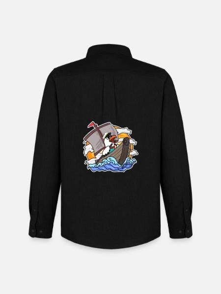 Seagull in the boat - Men's Oxford Shirt by Stanley/Stella - black