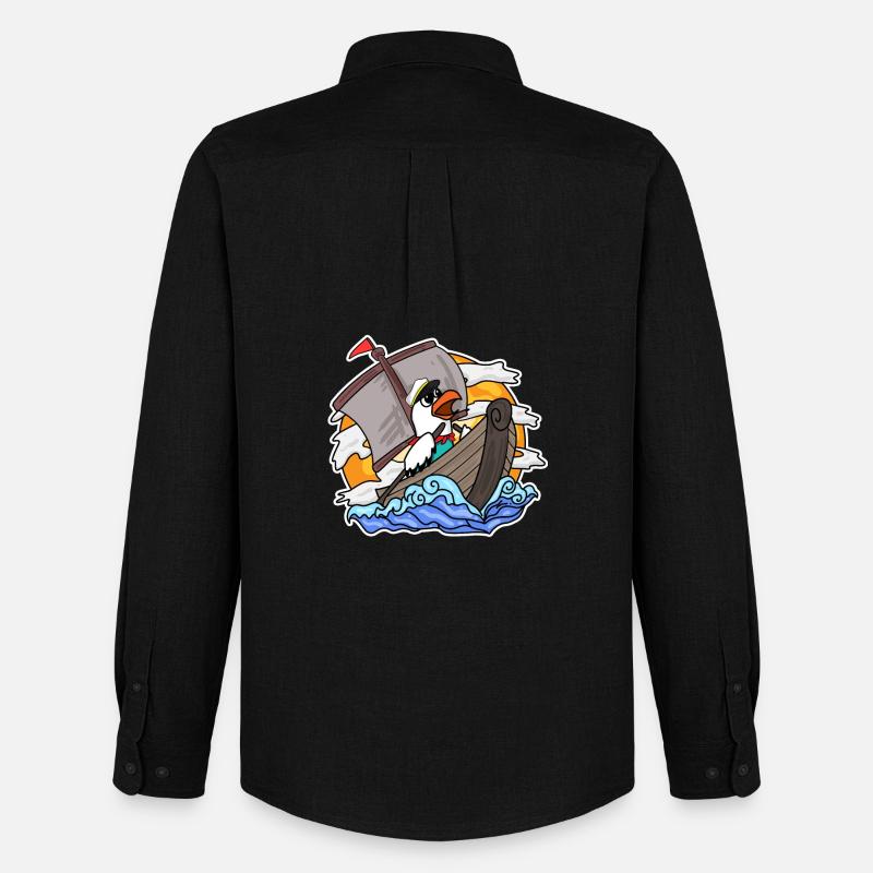 Möwe im Boot - Männer Oxford Hemd von Stanley/Stella - Schwarz