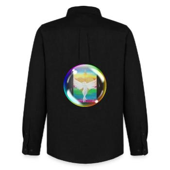 Rainbow Angel of Love Sonja Ariel von Staden - Men's Oxford Shirt by Stanley/Stella - black - Back - AI Model Male 185 dark (185cm)
