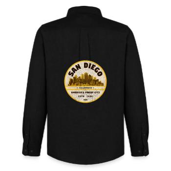 San Diego - Men's Oxford Shirt by Stanley/Stella - black - Back - AI Model Male 185 dark (185cm)