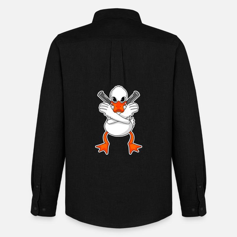 Ente mit Pistole - Männer Oxford Hemd von Stanley/Stella - Schwarz