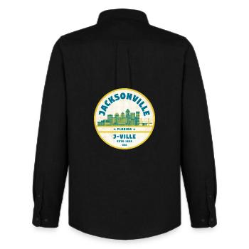 Jacksonville Skyline Crest - Männer Oxford Hemd von Stanley/Stella - Schwarz - Hinten - AI Model Male 185 dark (185cm)