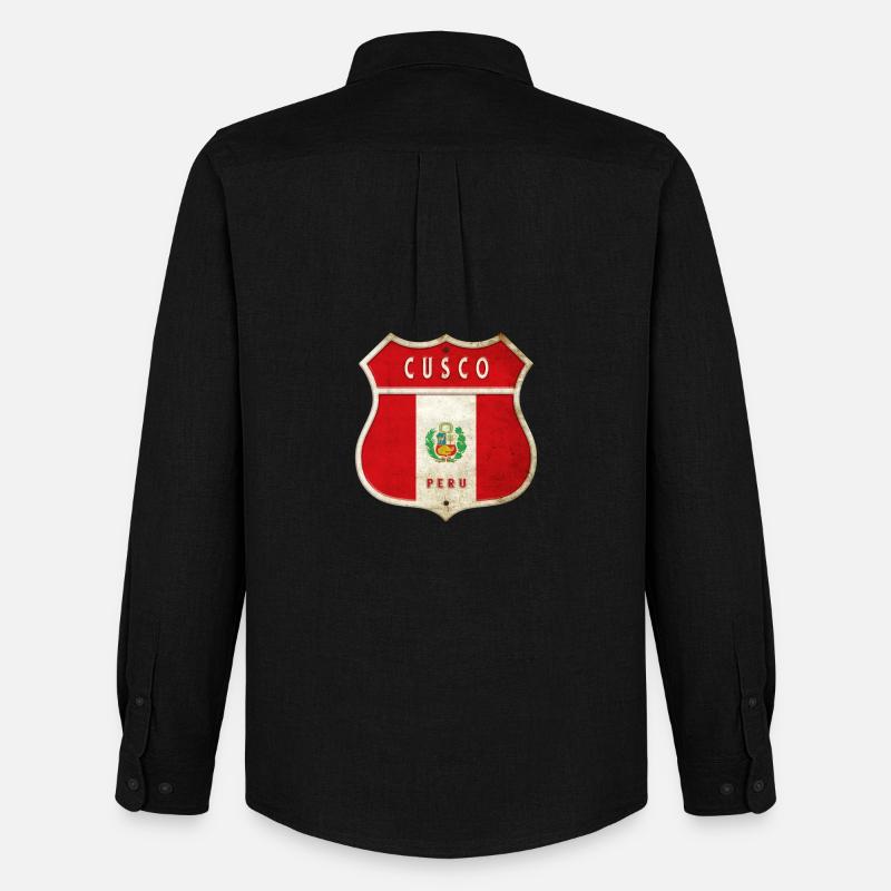 Cusco Peru Wappen Flaggen Design - Männer Oxford Hemd von Stanley/Stella - Schwarz