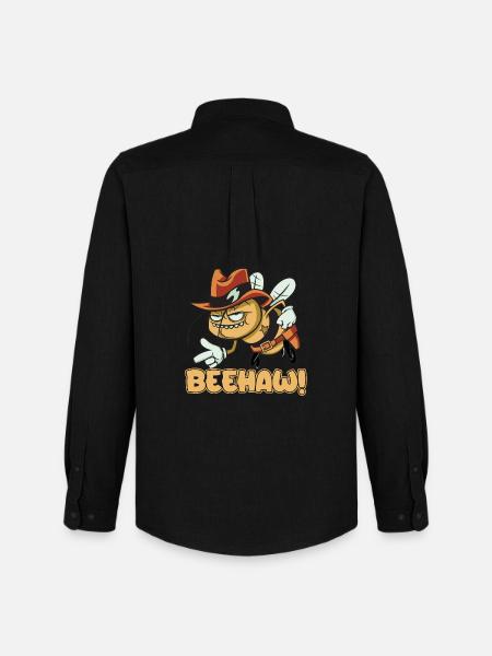 Beehaw bee with cowboy hat Yeehaw - Men's Oxford Shirt by Stanley/Stella - black