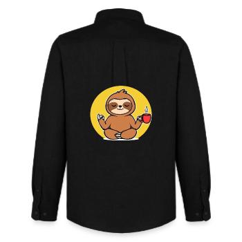 Relax Sloth Animal Chill Vegetarian Jungle - Men's Oxford Shirt by Stanley/Stella - black - Back - AI Model Male 185 dark (185cm)