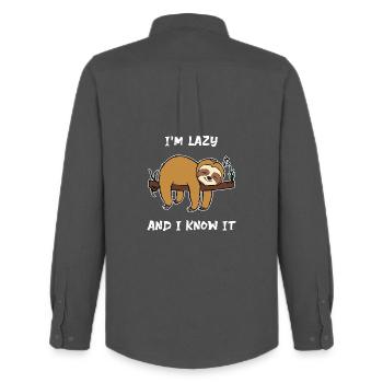 Animal Sloth Statement Lazy Sleeping Jungle - Chemise Oxford homme Stanley/Stella - charbon - Dos - AI Model Male 185 dark (185cm)