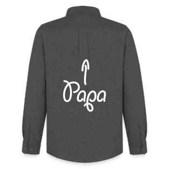 Papa (flèche) - Chemise Oxford homme Stanley/Stella - charbon - Dos - AI Model Male 185 dark (185cm)