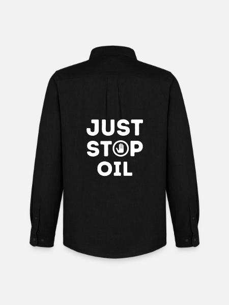 just stop oil - Men's Oxford Shirt by Stanley/Stella - black